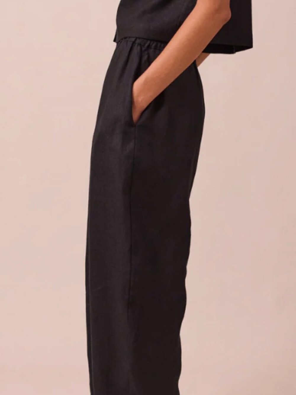 NWT Beyond Nine Mabel Linen Barrel Leg Trouser, Black - Picture 2 of 4